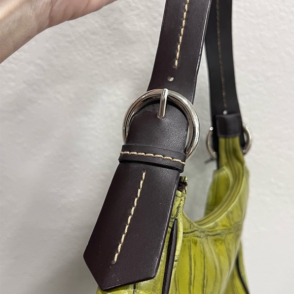 Coldwater Creek 90’s Vintage Faux Crocodile Lime Green Purse - Picture 6 of 12